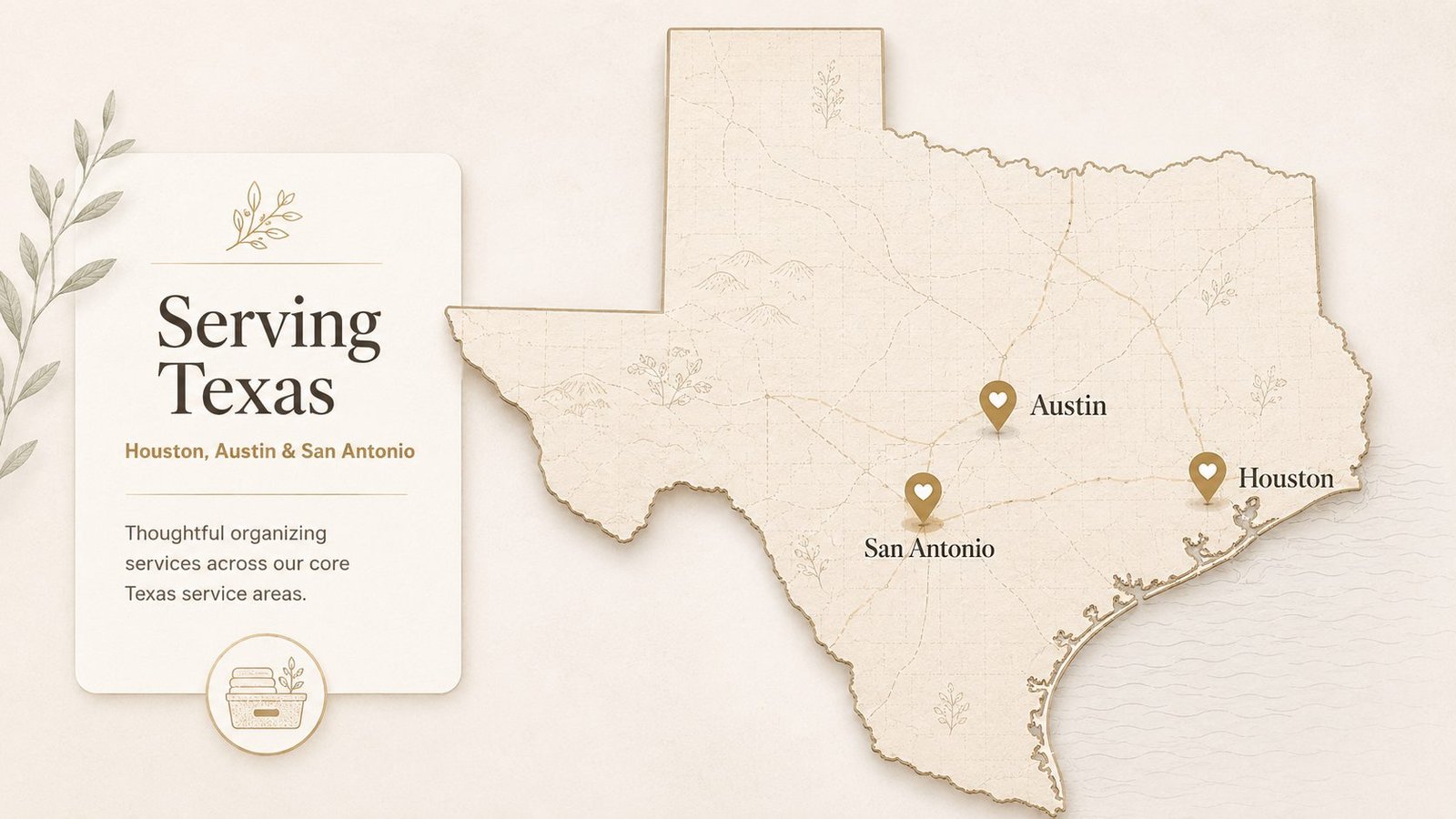 Duran Designs service areas map for Houston Austin and San Antonio Texas
